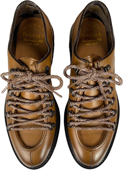 Scarpa uomo Doucal's Derby coulisse in pelle colore caffè, scarpa stringata bassa in stile moda uomo.