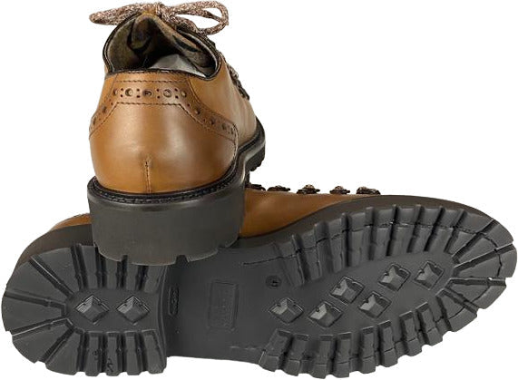 Scarpa uomo Derby Doucal's in pelle coulisse color Caffè, scarpa stringata bassa in stile moda uomo.