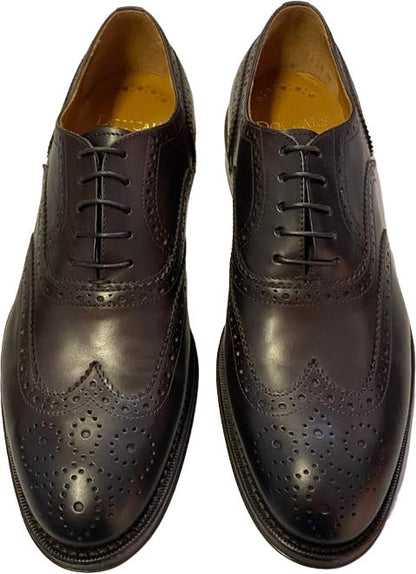 Scarpa uomo Doucal's Oxford Brogue di Moro, scarpa elegante italiana in pelle con dettagli stringati e stile classico.