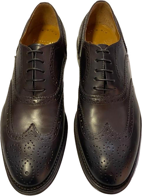 Scarpa uomo Doucal's Oxford Brogue di Moro, scarpa elegante italiana in pelle con dettagli stringati e stile classico.
