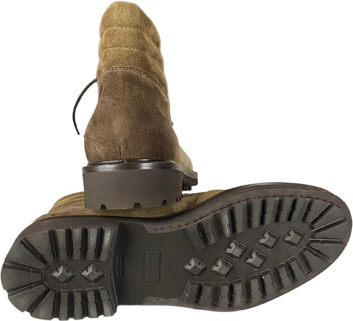 Scarpa uomo Doucal's scarponcino combat boot in scamosciato marrone con colletto imbottito, stile moda uomo.