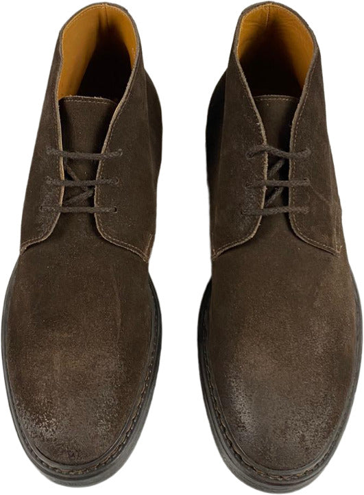 Scarpa uomo Doucal's polacchini in pelle scamosciata marrone, stivali eleganti in stile moda uomo.