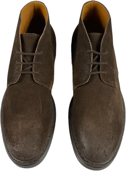 Scarpa uomo Doucal's polacchini in pelle scamosciata marrone, stivali eleganti in stile moda uomo.