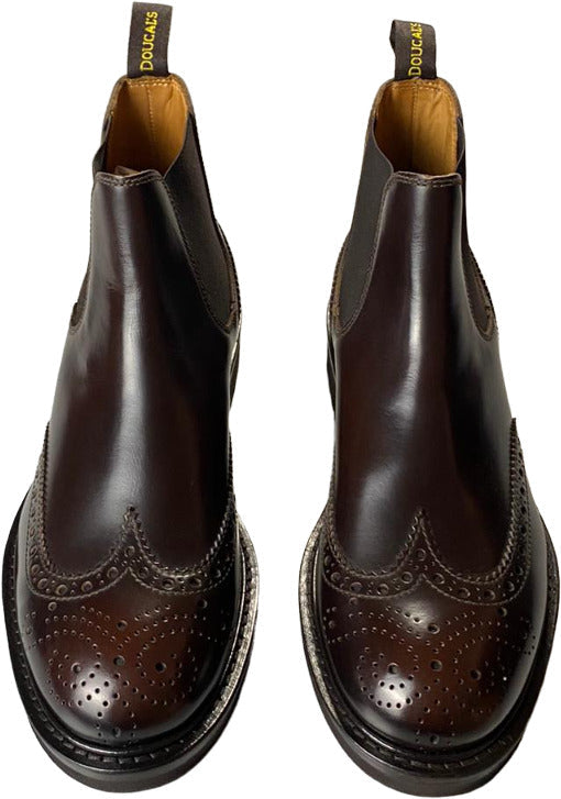 Stivaletti Chelsea Doucal's Uomo in pelle testa di moro, elastici, stile italiano, moda uomo, scarpe stivali eleganti.