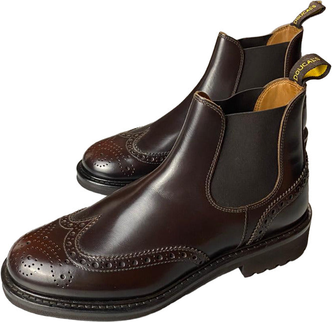 Stivaletti Chelsea Doucal's Uomo in pelle testa di moro con elastici, stile elegante e versatile, scarpe moda italiane.