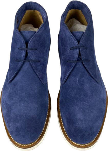 Scarpa uomo Doucal's Polacchini Oscar in pelle scamosciata daino indaco, stivaletti italiani eleganti e di alta qualità