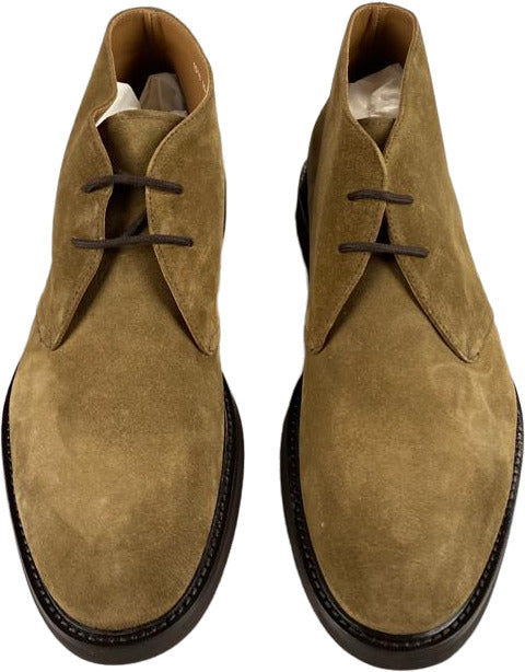 Stivaletto uomo Doucal's in pelle scamosciata color tabacco, modello polacchini, con suola robusta e design elegante.