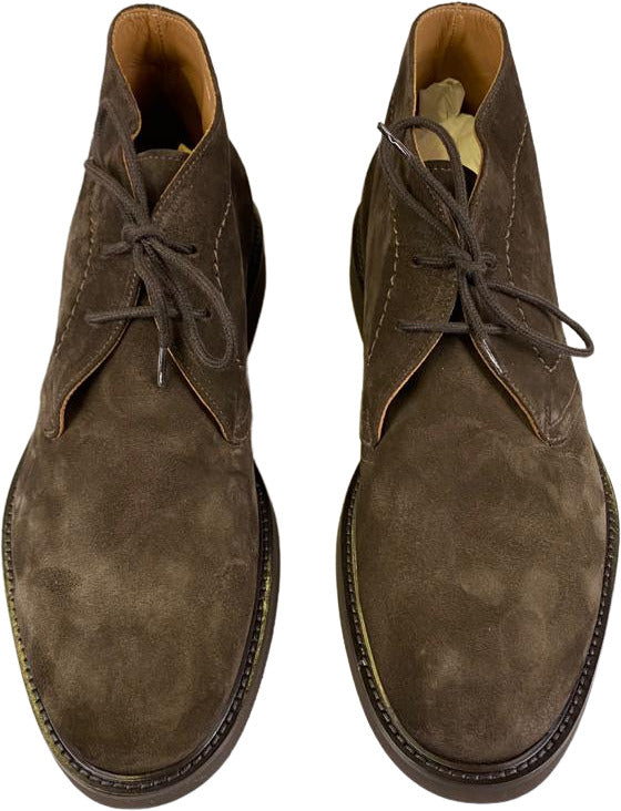 Stivaletto uomo Doucal's in pelle scamosciata marrone, stile polacchini, calzatura moda uomo elegante e comoda.