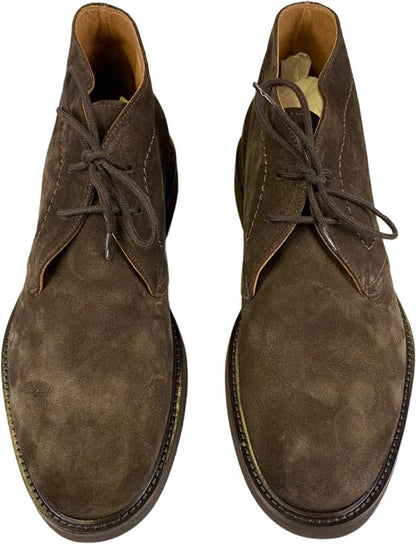 Stivaletto uomo Doucal's in pelle scamosciata marrone, stile polacchini, calzatura moda uomo elegante e comoda.