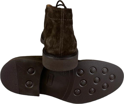 Scarpa uomo Doucal's stivaletto polacchini in pelle scamosciata marrone, stile moda uomo con suola robusta e dettagli eleganti