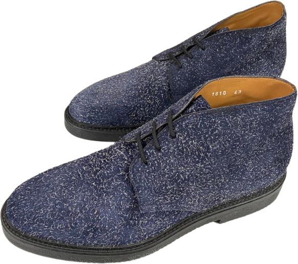 Stivaletto Doucal's da uomo in pelle scamosciata blu con fantasia, stile polacchini, calzatura moda uomo.
