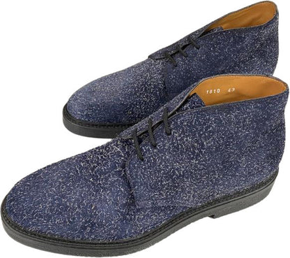 Stivaletto Doucal's da uomo in pelle scamosciata blu con fantasia, stile polacchini, calzatura moda uomo.