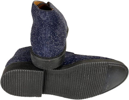 Stivaletto Doucal's in pelle scamosciata blu con fantasia, scarpa uomo stile polacchini, moda uomo, stivali in pelle.