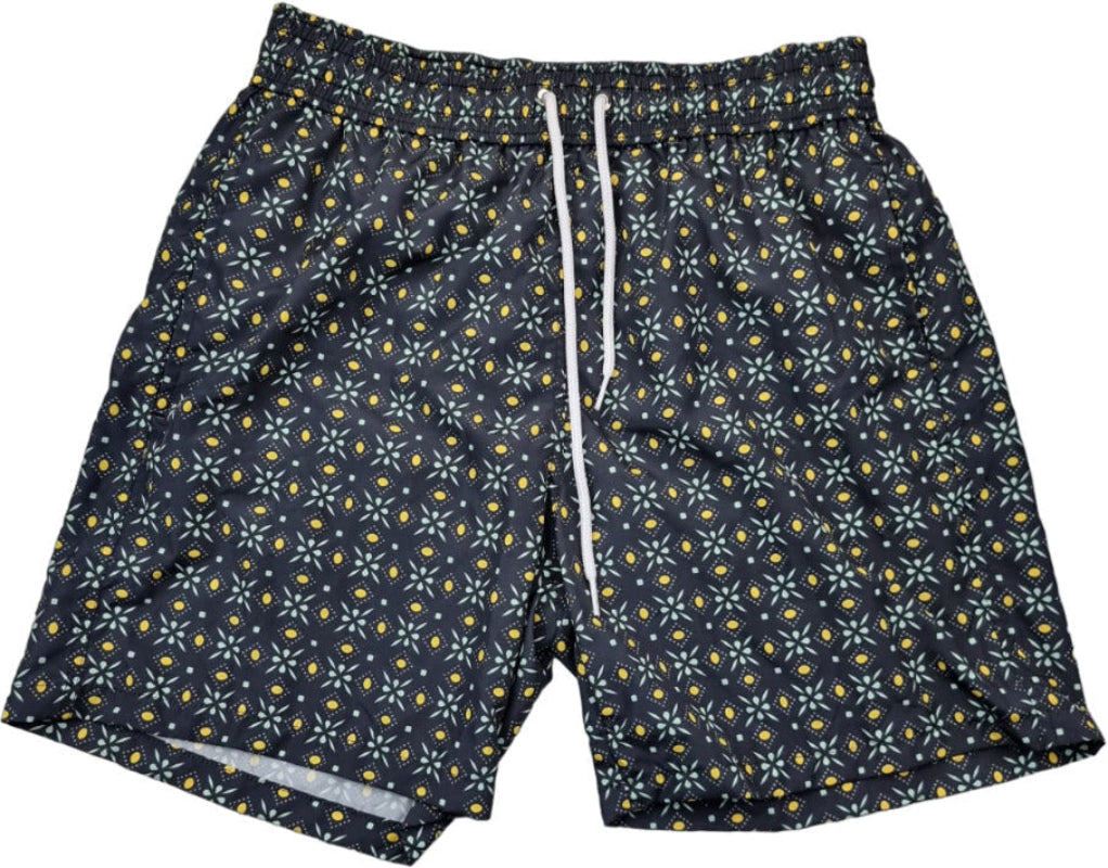 Boxer mare uomo Edizioni Limonaia in nero fantasia con elastico, pantaloncini ideali per mare e piscina, comodi e alla moda
