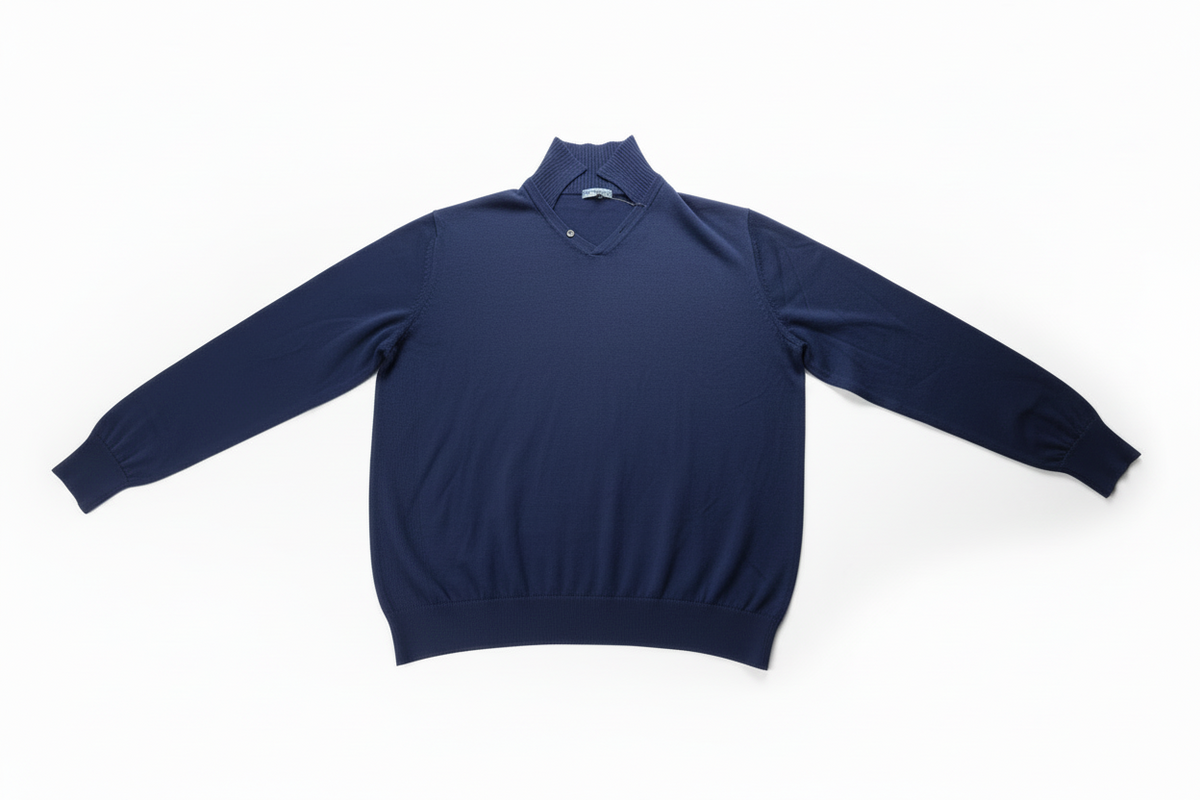 Maglia uomo Faconnable a girocollo blu navy, in morbido tessuto, abbigliamento moda uomo per look casual ed elegante