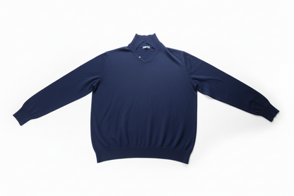Maglia uomo Faconnable a girocollo blu navy, in morbido tessuto, abbigliamento moda uomo per look casual ed elegante