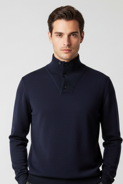 Maglia da uomo Faconnable con scollo a V in tessuto blu navy, abbigliamento moda uomo, maglie e maglioni.