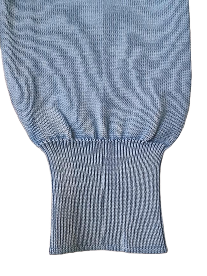 Maglia uomo fedeli girocollo cotone azzurro particolare polsino e tessuto