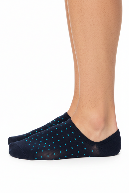 Men's insole socks - Rooster - navy/smurf polka dot pattern
