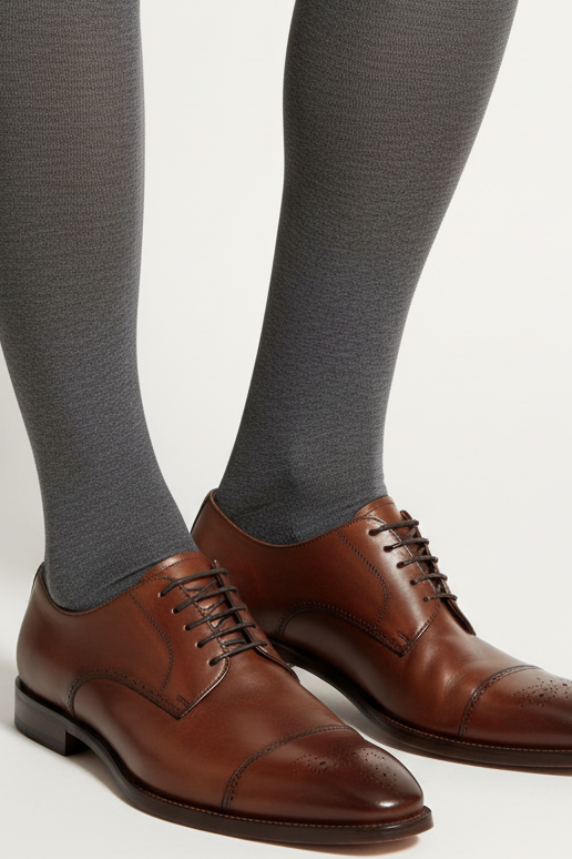 Calze lunghe da uomo Gallo in grigio lamiera, eleganti e morbide, ideali per un look raffinato e confortevole.