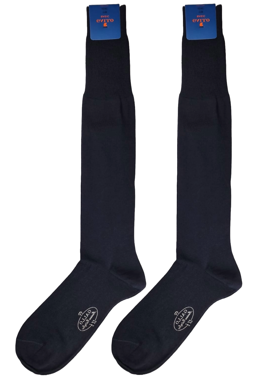 Calze lunghe blu tinta unita Gallo per uomo, in cotone morbido, con motivo semplice e comodo fit.