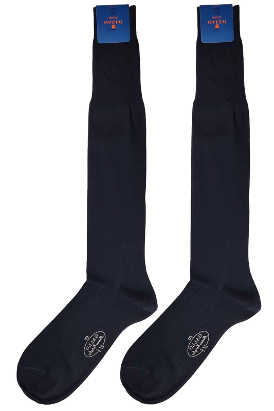 Calze lunghe blu tinta unita Gallo per uomo, in cotone morbido, con motivo semplice e comodo fit.