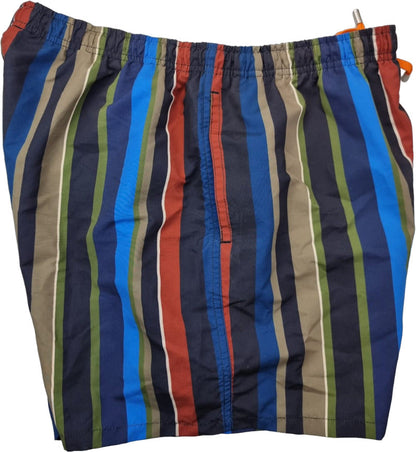 Boxer mare uomo Gallo a strisce multicolore in poliestere premium, ideale per mare e piscina, Made in Italy, taglia XXL.