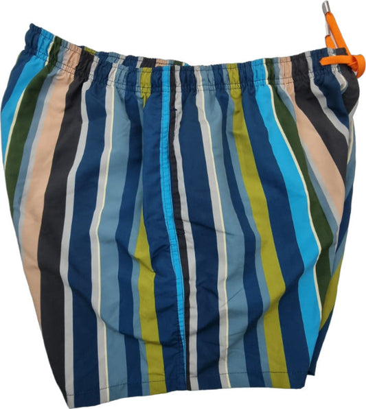 Boxer mare uomo Gallo con strisce multicolore blu, nero e verde, comodi e leggeri per il mare e la piscina.