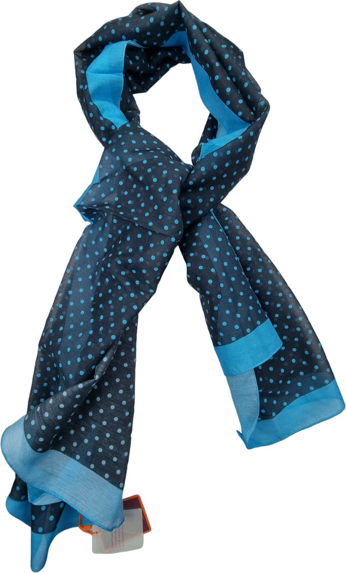 Sciarpa uomo Gallo in seta e cotone con fantasia pois e Puffo blu, accessorio elegante in stile italiano.