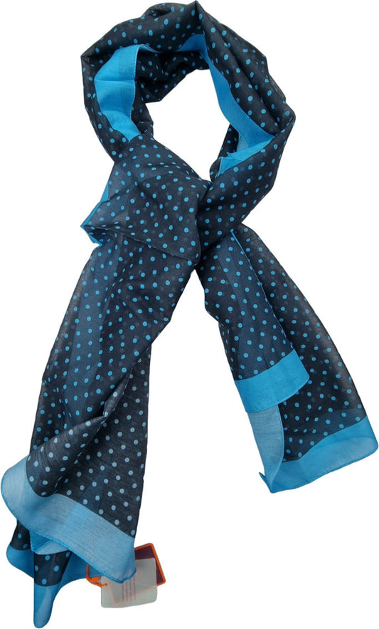 Sciarpa uomo Gallo in seta e cotone con fantasia pois e Puffo blu, accessorio elegante in stile italiano.