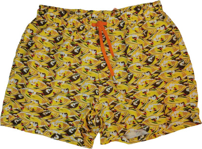 Boxer mare uomo Gallo con fantasia serfista giallo multicolor, tessuto leggero, perfetto per nuoto e attività acquatiche.