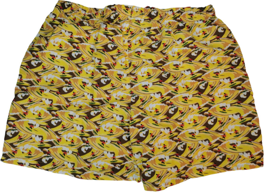 Boxer mare uomo Gallo con fantasia serfista giallo multicolor, ideale per attività acquatiche e tempo libero.