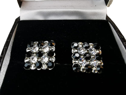 Paolo da Ponte cufflinks - black and clear stone pattern set in steel - black/steel color