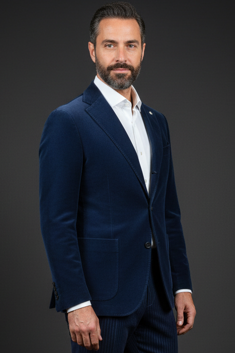 Abito uomo L.B.M. 1911 - Velluto rigato blu