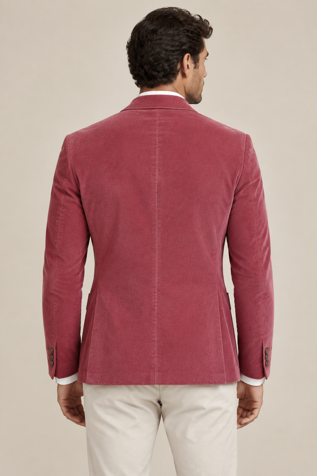 Giacca uomo L.B.M. 1911 tre bottoni velluto rigato indossato retro