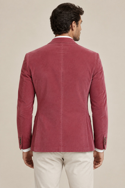 Giacca uomo L.B.M. 1911 tre bottoni velluto rigato indossato retro