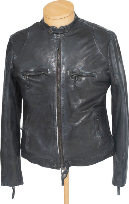 Giubbotto in pelle uomo - The Jack Leathers - pelle nero vintage - Moreno