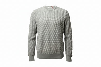Maglia uomo Gran Sasso girocollo in tessuto grigio, moda uomo, abbigliamento maglie e maglioni, dettaglio fronte.