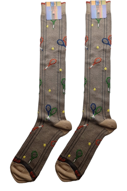 Gallo men's long socks - racket pattern - sand color