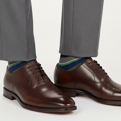 Gallo Men's Long Socks - Superlight Cotton - Navy Blue Multicolor Stripes