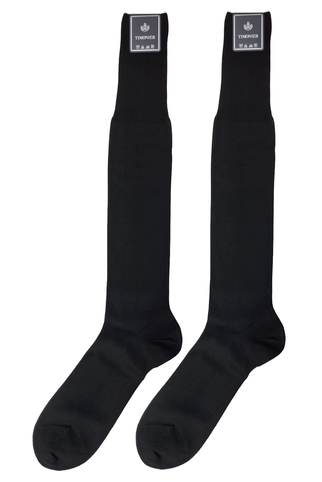 Calze Lunghe Uomo Timonier - Nero Tinta Unita - Cotone Karnak 100% Egiziano