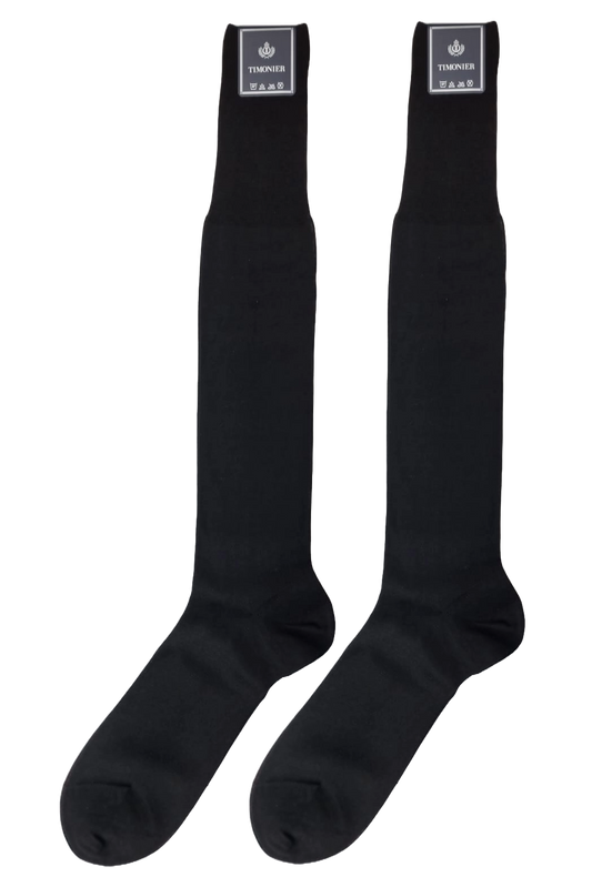 Calze Lunghe Uomo Timonier - Nero Tinta Unita - Cotone Karnak 100% Egiziano