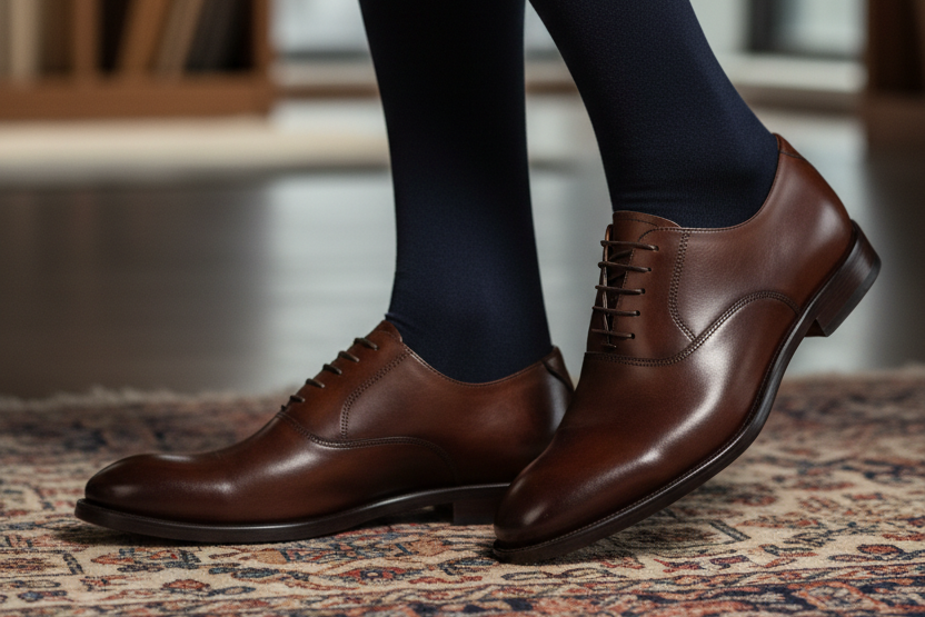 Men's Long Socks - Rooster - Solid Color Black