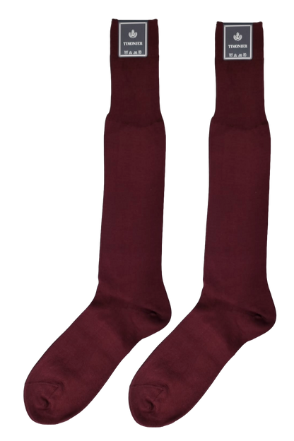 Calze Lunghe Uomo Timonier - Bordeaux Tinta Unita - Cotone Karnak 100% Egiziano