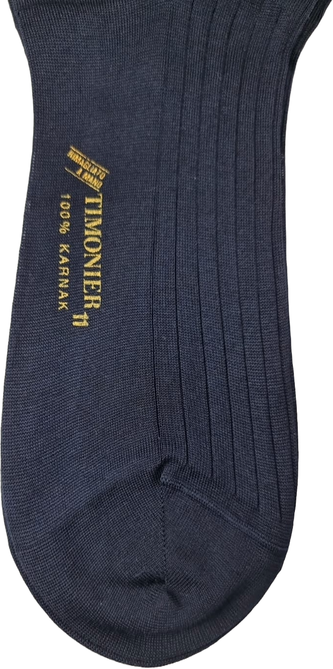 Calze Lunghe Uomo Timonier - A Coste Blu Tinta Unita - Cotone Karnak 100% Egiziano