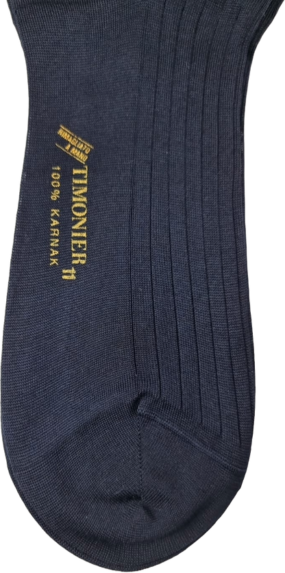 Calze Lunghe Uomo Timonier - A Coste Blu Tinta Unita - Cotone Karnak 100% Egiziano