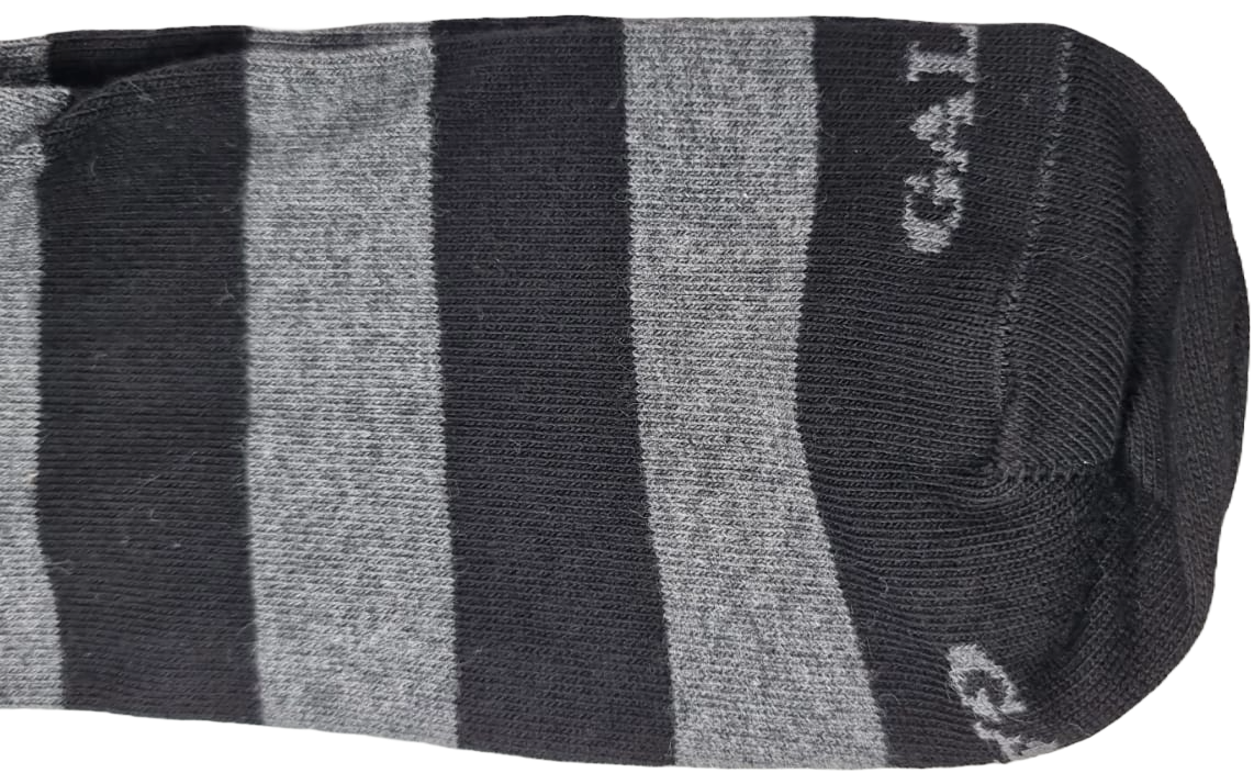 Calze Lunghe Uomo Gallo - Fantasia Strisce Grigio Nero - Cotone Premium Made in Italy