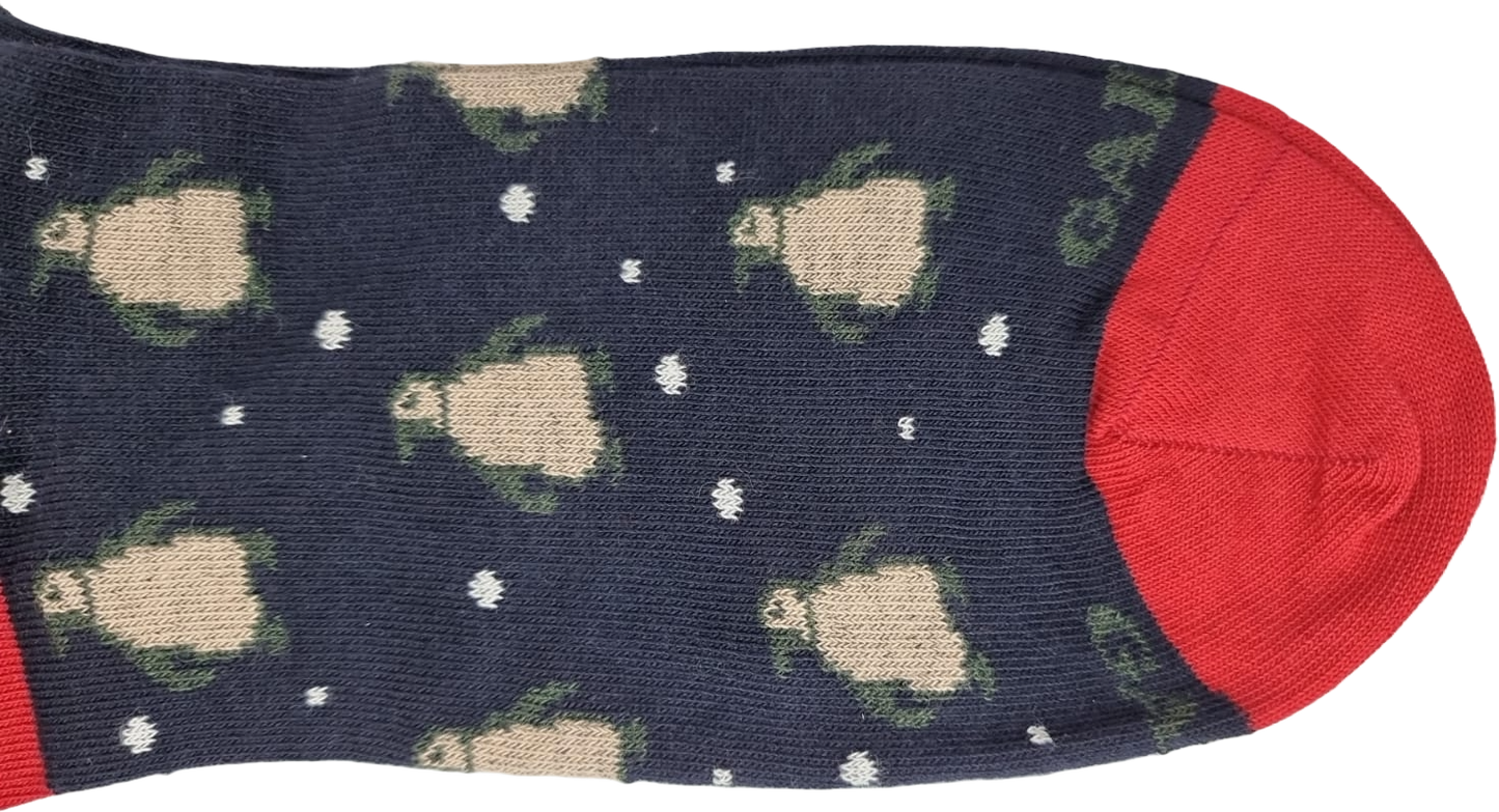 Men's Long Socks - Rooster - Fruit Pattern - Blue/Green