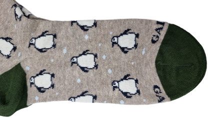 Calze Lunghe Uomo Gallo - Fantasia Pinguini colore biscotto/panna - Made in Italy