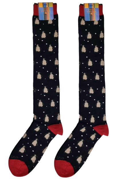 Men's Long Socks - Rooster - Fruit Pattern - Blue/Green